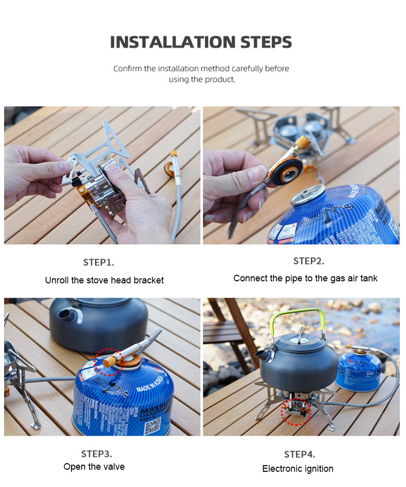 Camping Windproof Gas Stove, 6800w Portable Three-burner Gas Stove, Foldable Adjustable Camping Gas Stove Backpacking Stove